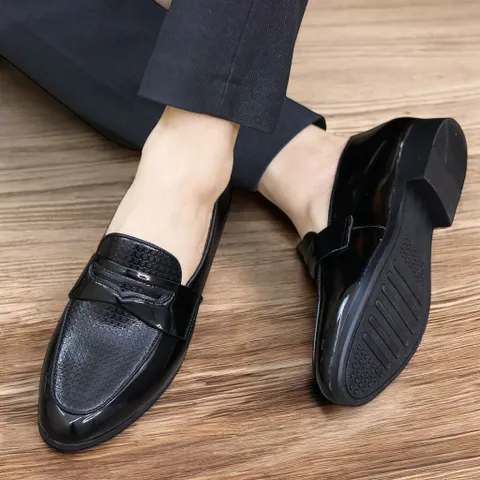 Giày Lười Nam Da Bóng Phối Đai Băng Loafer Sang Trọng Giày Âu Nam Chụp Kỷ Yếu Công Sở Không Dây Đế Khâu Bền Rẻ RUNO G23