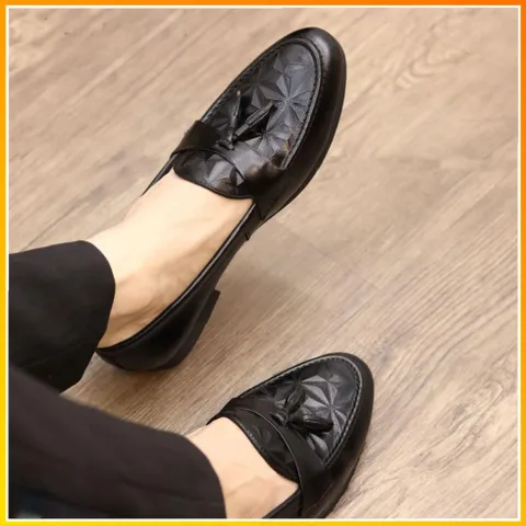 Giày Lười Nam Tassel Loafer Vân 3D Độc Đáo Giày Tây Nam Công Sở Không Dây Lịch Lãm Giày Âu Nam Đế Khâu Bền Rẻ RUNO G8