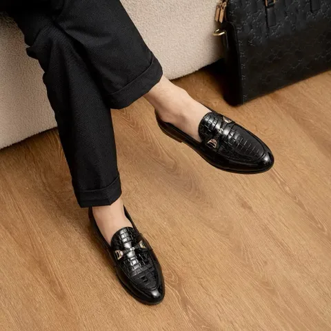 Giày Lười Nam Cao Cấp Loafer Vân Caro Giày Tây Nam Công Sở Giày Nam Đẹp Trẻ Trung Khâu Đế Bền Rẻ Mới RUNO G35