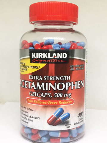 Viên nang mềm Kirkland Signature Extra Strength Acetaminophen giải phóng nhanh 500mg, 400 viên.