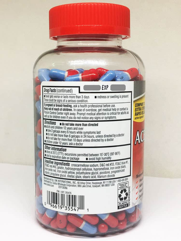 Viên nang mềm Kirkland Signature Extra Strength Acetaminophen giải phóng nhanh 500mg, 400 viên.