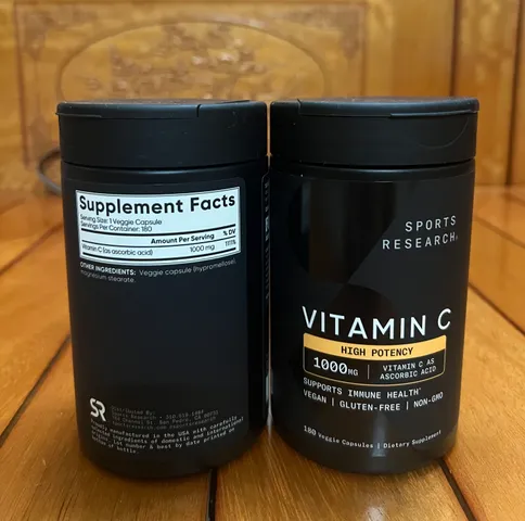 Viên Uống Bổ Sung Vitamin C Sports Research 1000mg - 180 viên của Mỹ, Tăng Cường Đề Kháng, Hỗ Trợ Làm Sáng Da