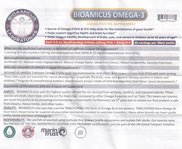 Dung dịch uống hỗ trợ bổ não Bioamicus Omega-3 (30ml)