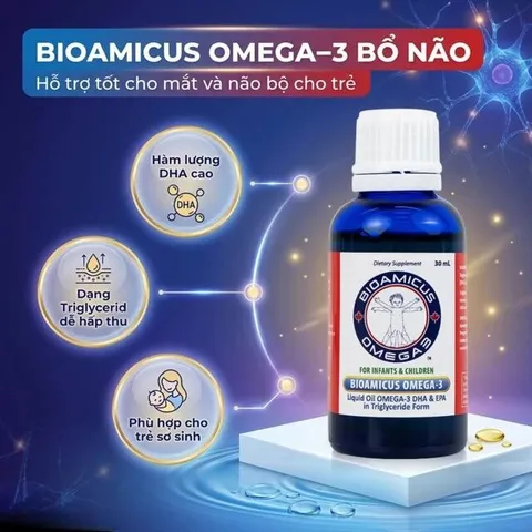 Dung dịch uống hỗ trợ bổ não Bioamicus Omega-3 (30ml)