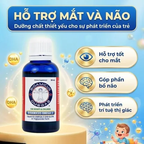 Dung dịch uống hỗ trợ bổ não Bioamicus Omega-3 (30ml)