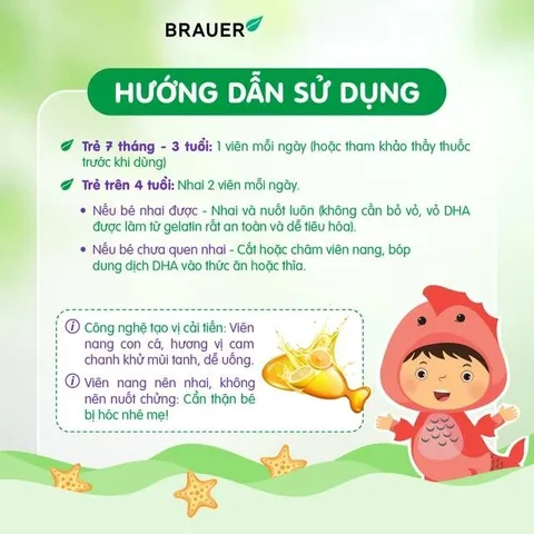 Viên hỗ trợ phát triển não bộ sức khỏe cho mắt Brauer Baby & Kids Ultra Pure DHA (60 viên)