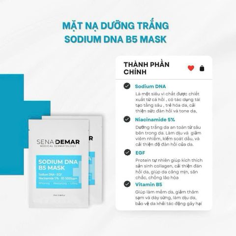Mặt Nạ B5 Sena Derma Sodium DNA Cấp Ẩm, Phục Hồi, Dưỡng Trắng Da 25ml [hàng nhập khẩu]
