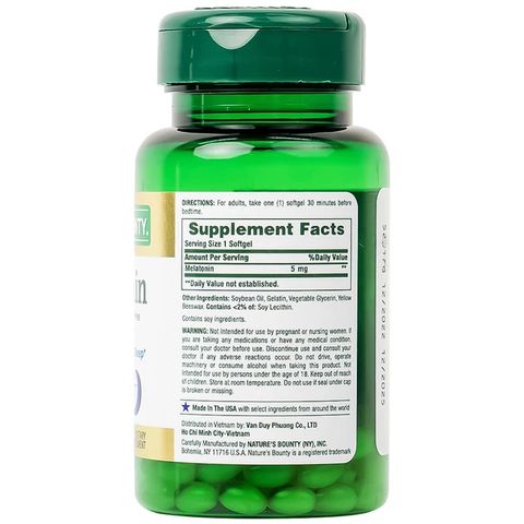 Viên uống giúp điều hòa giấc ngủ giúp ngủ sâu giấc Melatoninn Nature's Bounty (60 viên)