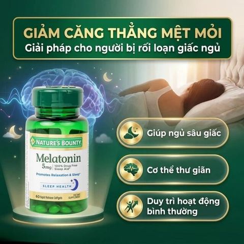 Viên uống giúp điều hòa giấc ngủ giúp ngủ sâu giấc Melatoninn Nature's Bounty (60 viên)