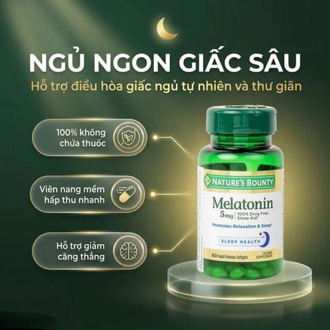 Viên uống giúp điều hòa giấc ngủ giúp ngủ sâu giấc Melatoninn Nature's Bounty (60 viên)