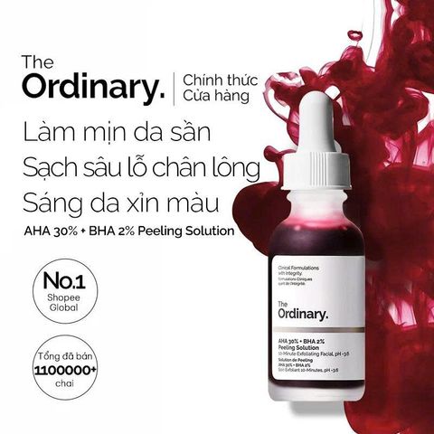 The Ordinary AHA 30% + BHA 2% Peeling Solutio cấp ẩm, chống oxy hóa, cải thiện da mụn, giúp da trắng sáng 30ml