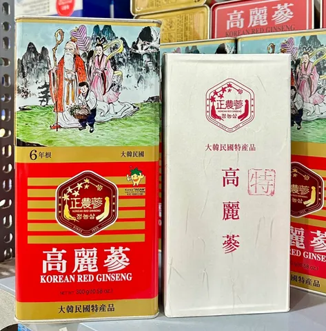 Sâm Khô Nguyên Củ Hộp Thiếc Hàn Quốc - Hồng Sâm 6 Năm Tuổi 300g, Giúp Bồi Bổ Sức Khỏe và Cải Thiện Giấc Ngủ