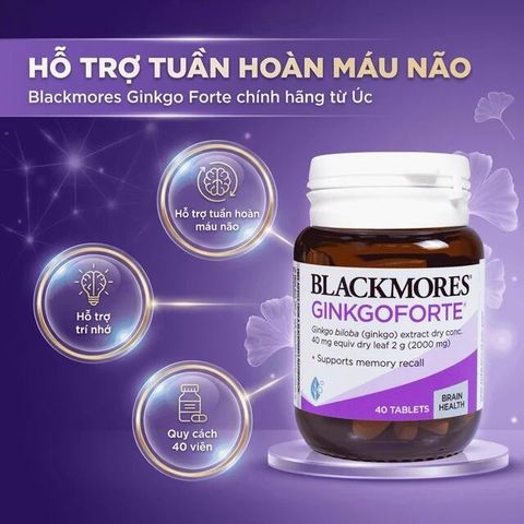 Viên uống Blackmores Ginkgo Forte hỗ trợ tuần hoàn máu não (40 viên)