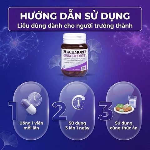Viên uống Blackmores Ginkgo Forte hỗ trợ tuần hoàn máu não (40 viên)