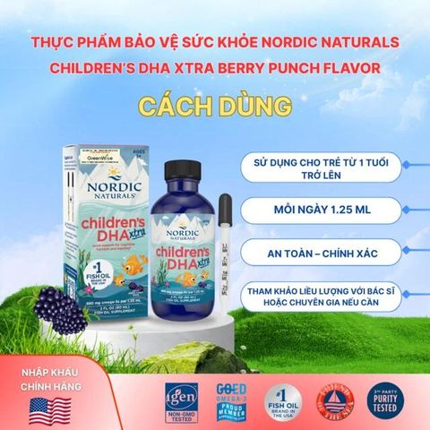 Dung dịch hỗ trợ cải thiện thị lực cho trẻ từ 1 tuổi Nordic Naturals Children's DHA xtra (60ml)