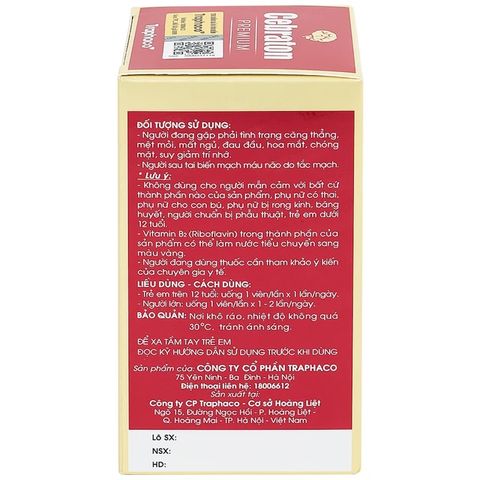 Cebraton Premium Traphaco 30 viên – Hỗ trợ bổ não, hoạt huyết và tăng khả năng tập trung