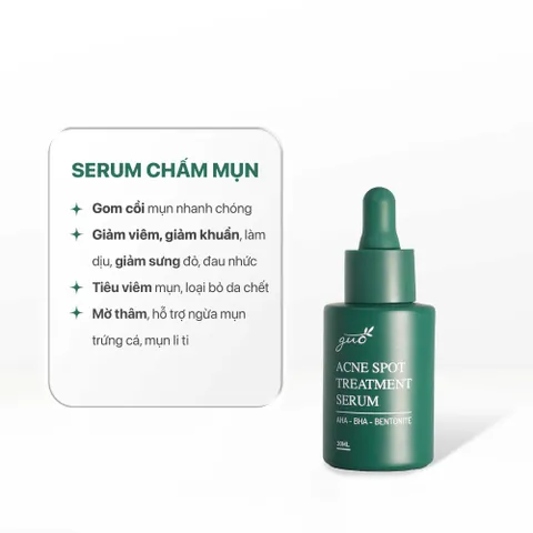 Serum Chấm Mụn GUO - Cải Thiện Mụn Hiệu Quả Với AHA 2.2%, BHA 1%, Sulfur - Sản Phẩm Chăm Sóc Da Nhạy Cảm 10ml/30ml
