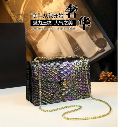 (HÀNG VIP ORDER - LIMITED) - Túi Kẹp nách Đầu Rắn Ngũ Sắc Da Bóng Sang Trọng Size 26