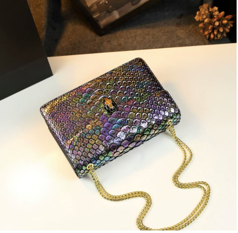 (HÀNG VIP ORDER - LIMITED) - Túi Kẹp nách Đầu Rắn Ngũ Sắc Da Bóng Sang Trọng Size 26