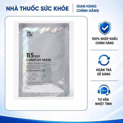 [10 chiếc] Mặt Nạ Cấp Ẩm Kr.Lab+ B5 EGF Complex Mask - Phục Hồi Da Độc Quyền, Cung Cấp Độ Ẩm Sâu, Tăng Cường Độ Đàn Hồi Mịn Màng