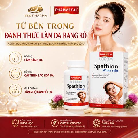 Viên uống Glutathion tinh khiết - hỗ trợ sáng da, mờ thâm nám - Spathion Pharmekal