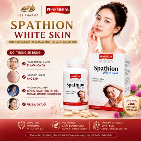 Viên uống Glutathion tinh khiết - hỗ trợ sáng da, mờ thâm nám - Spathion Pharmekal