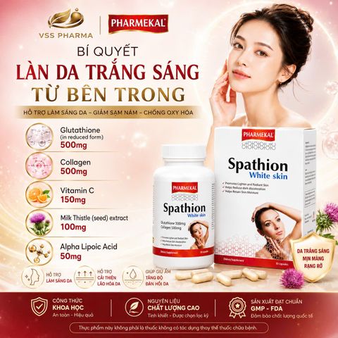 Viên uống Glutathion tinh khiết - hỗ trợ sáng da, mờ thâm nám - Spathion Pharmekal