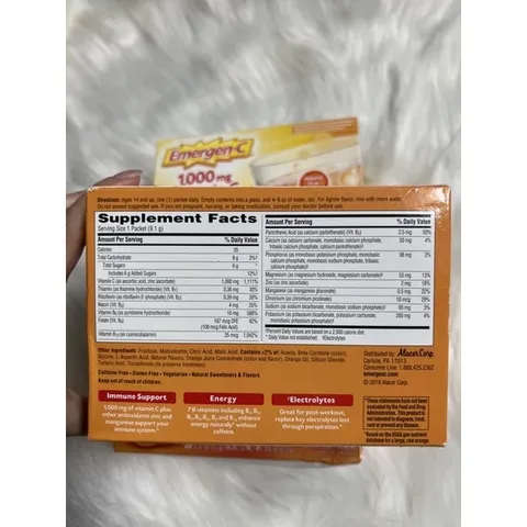 Bột Sủi C tăng đề kháng Emergen-C 1000mg Vitamin C Super Orange hộp 30 gói
