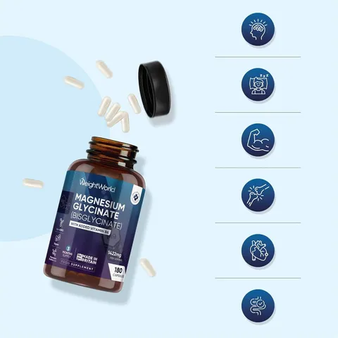Magnesium Bisglycinate Vitamin B6 WeightWorld - Bổ não giảm căng thẳng mệt mỏi cải thiện trí nhớ, 180 viên sản xuất Anh