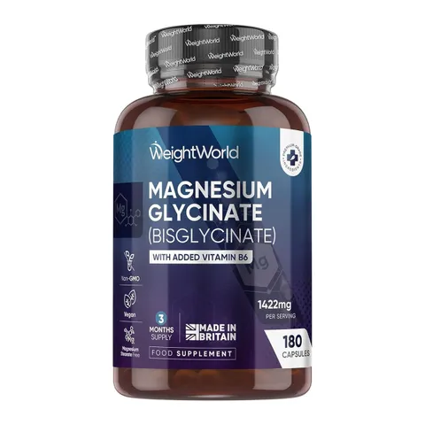 Magnesium Bisglycinate Vitamin B6 WeightWorld - Bổ não giảm căng thẳng mệt mỏi cải thiện trí nhớ, 180 viên sản xuất Anh
