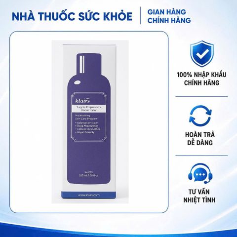 [Hàng nhập khẩu] Nước Hoa Hồng Klairs Supple Preparation - Toner Chiết Xuất Tự Nhiên, Giúp Se Khít Lỗ Chân Lông & Cấp Ẩm Chuyên Sâu