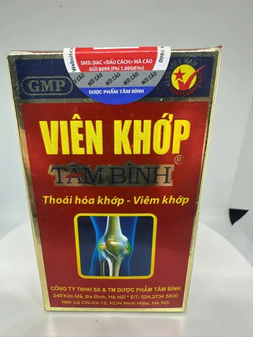 [Chính hãng] Viên khớp Tâm Bình, hỗ trợ giảm các triệuu chứngg bệnhh thoái hóa khớp, viêm khớp.
