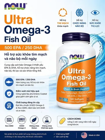 Dầu Cá NOW Ultra Omega-3 180 Viên