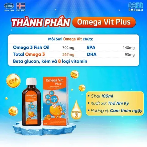 Siro Omega Vit Plus+ Botafarma 100ml hỗ trợ phát triển não bộ, tăng cường trí nhớ và thị lực cho trẻ