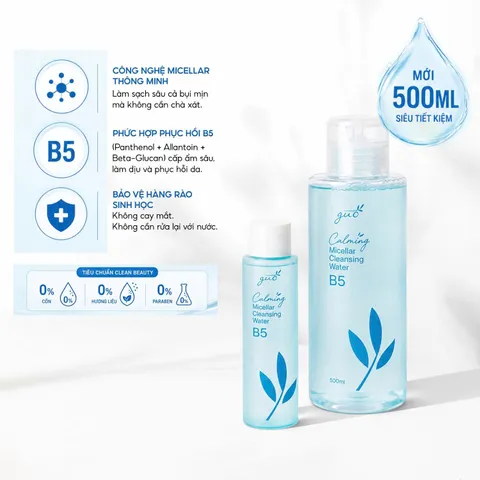 Nước Tẩy Trang Cho Bà Bầu B5 GUO - Micellar Cleansing Water Cấp Ẩm, Làm Dịu Da Nhạy Cảm, Sạch Sâu 75ml/200ml