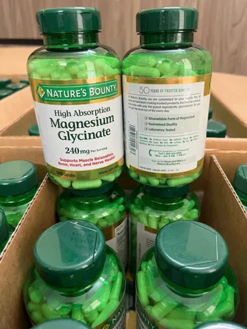 Viên uống Nature Bounty High Absorption Magnesium Glycinate 240 mg |180 viên| Thư giãn cơ bắp & Duy trì chức năng cơ thần kinh [S/P Chuẩn Mỹ]