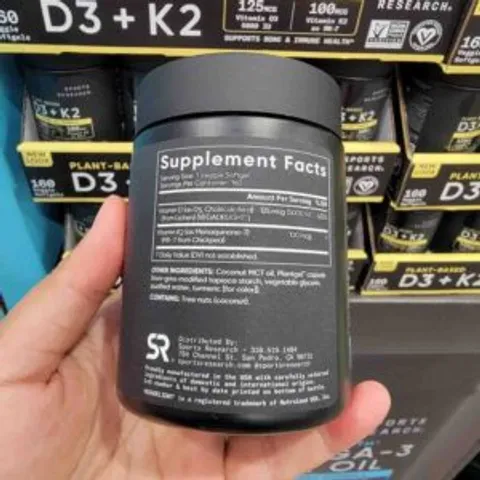  Bổ sung Vitamin D3K2 Sports Research D3 K2 160V