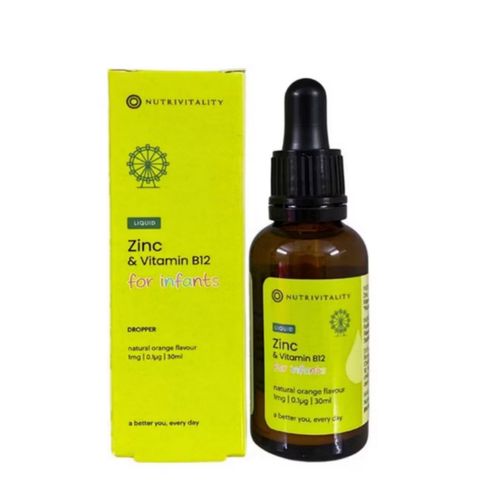 Nutrivitality Liquid Zinc & B12 for Infants - Kẽm & B12 nhỏ giọt - Tăng cường đề kháng & Hỗ trợ sự phát triển toàn diện từ giai đoạn sơ sinh [S/P Chuẩn UK]