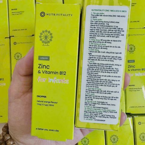 Nutrivitality Liquid Zinc & B12 for Infants - Kẽm & B12 nhỏ giọt - Tăng cường đề kháng & Hỗ trợ sự phát triển toàn diện từ giai đoạn sơ sinh [S/P Chuẩn UK]