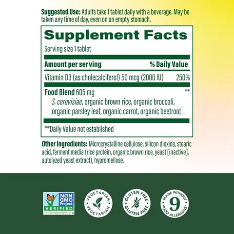 MegaFood Vitamin D3 2000 IU - Bổ sung vitamin D tăng sức đề kháng giúp xương chắc khỏe, phù hợp cho người ăn chay, sản xuất Mỹ