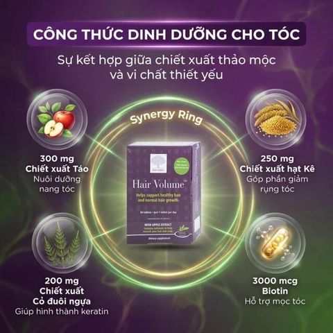 Viên uống giúp tóc chắc khỏe, đẹp tóc, hạn chế rụng tóc Hair Volume New Nordic (30 viên)