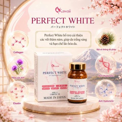 Viên uống hỗ trợ làm đẹp da, giúp da trắng sáng, cải thiện thâm nám, hạn chế lão hóa da Perfect White Jpanwell (60 viên)