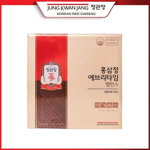 Tinh Chất Hồng Sâm Pha Sẵn KGC Jung Kwan Jang Everytime Balance 20 Gói, 30 Gói - Bồi Bổ Sức Khỏe, Tăng Cường Miễn Dịch, Dễ Dàng Mang Theo Khi Du Lịch