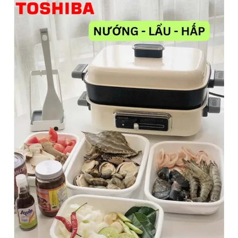 BẾP NƯỚNG LẨU HẤP ĐA NĂNG TOSHIBA 4.5L ,BẢO HÀNH 12 THÁNG
