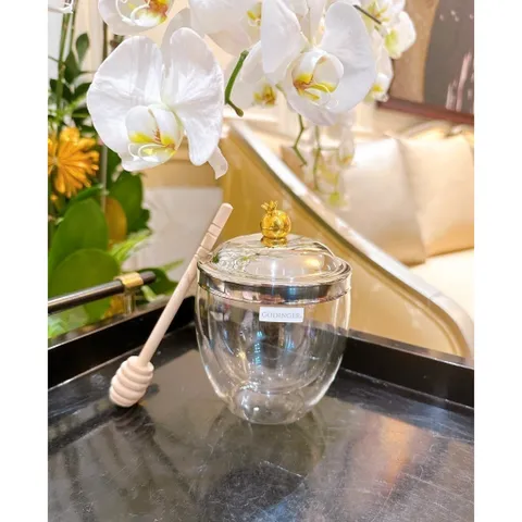 Hũ mật ong thủy tinh 2 lớp Godinger Pomegranate