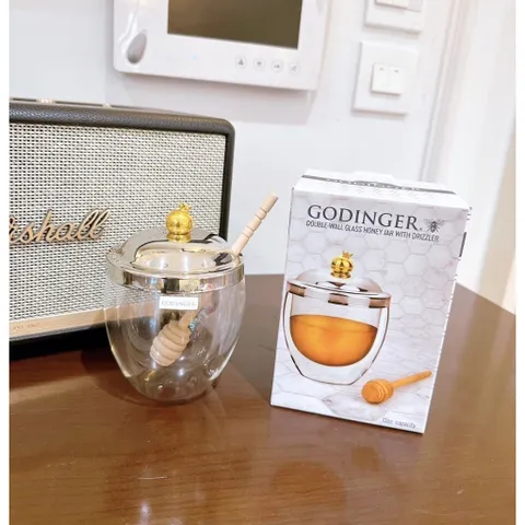Hũ mật ong thủy tinh 2 lớp Godinger Pomegranate