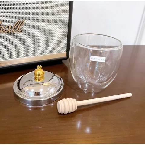 Hũ mật ong thủy tinh 2 lớp Godinger Pomegranate