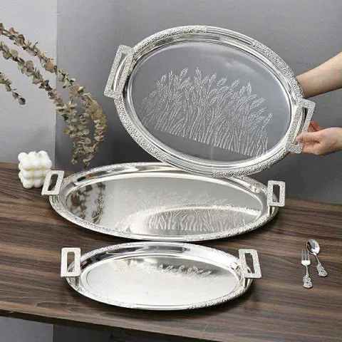 SET 3 KHAY BẠC OVAL DECOR