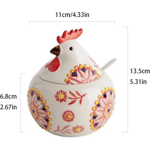 Sét 3 hũ đựng gia vị con gà kèm khay,thìa Tregoer.