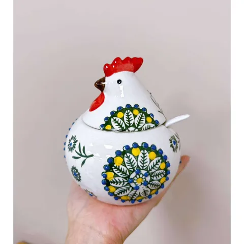 Sét 3 hũ đựng gia vị con gà kèm khay,thìa Tregoer.